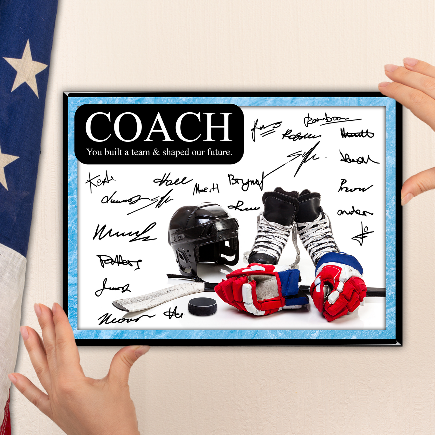Ice Hockey Coach Signature Plaque  – Team Autograph Gift