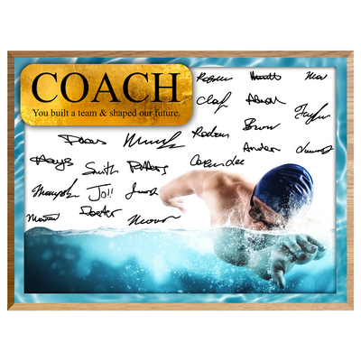 Swimming Coach Signature Plaque  – Team Autograph Gift