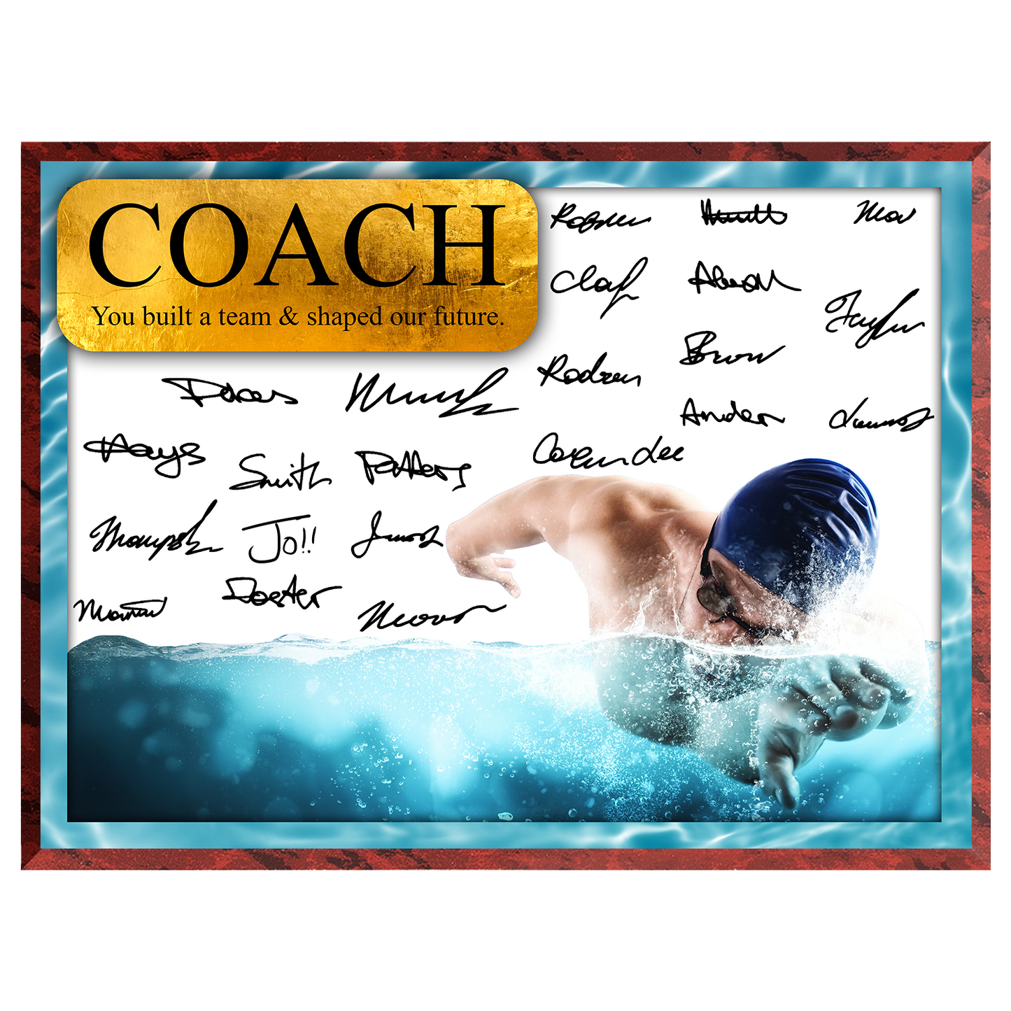 Swimming Coach Signature Plaque  – Team Autograph Gift