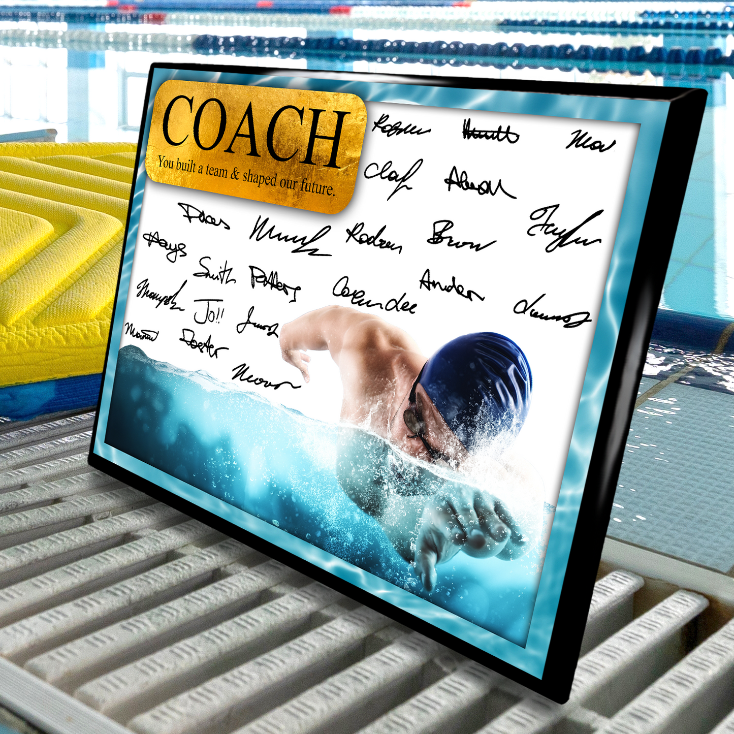 Swimming Coach Signature Plaque  – Team Autograph Gift
