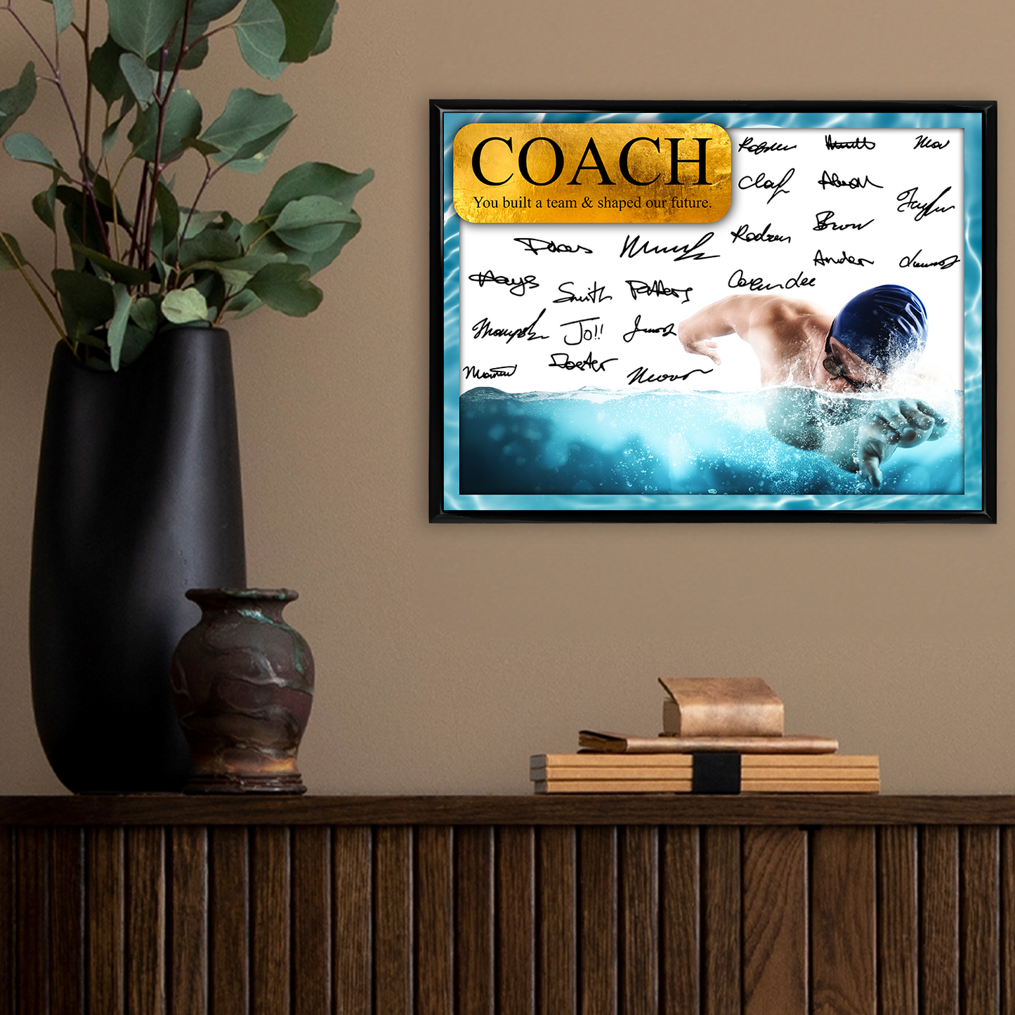 Swimming Coach Signature Plaque  – Team Autograph Gift