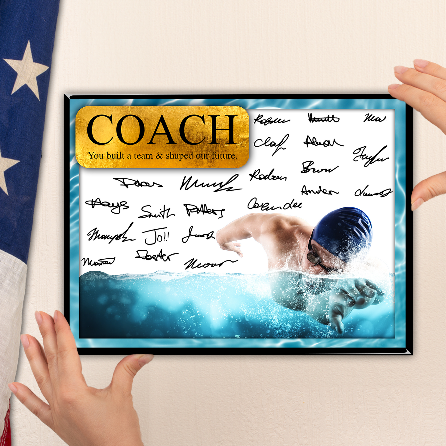 Swimming Coach Signature Plaque  – Team Autograph Gift