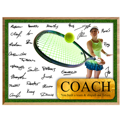 Tennis Coach Signature Plaque  – Team Autograph Gift