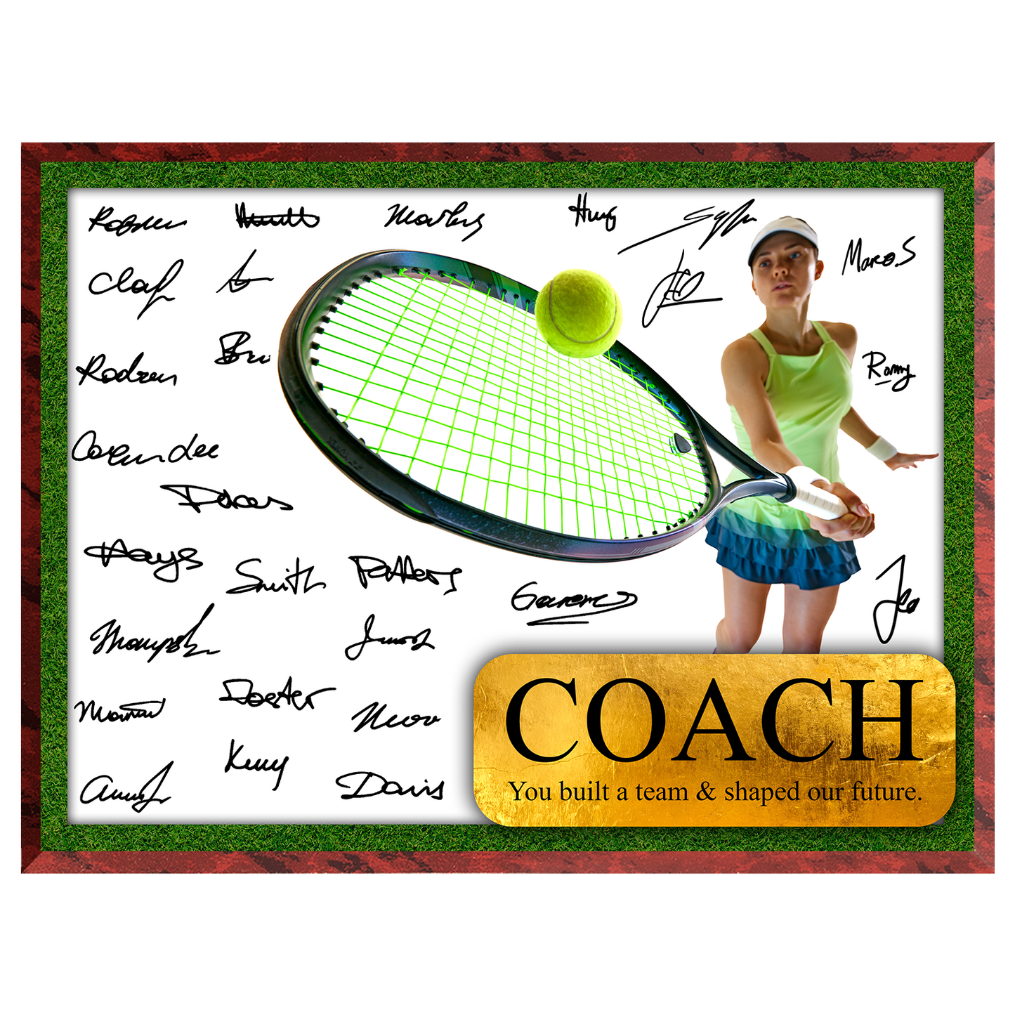Tennis Coach Signature Plaque  – Team Autograph Gift