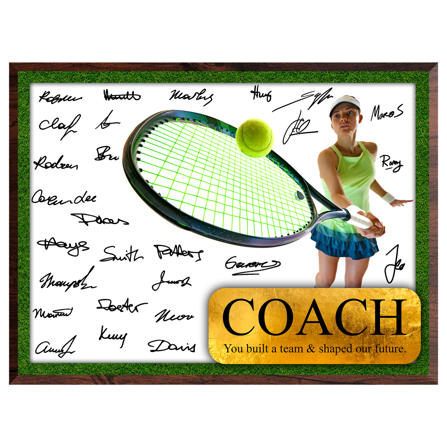 Tennis Coach Signature Plaque  – Team Autograph Gift