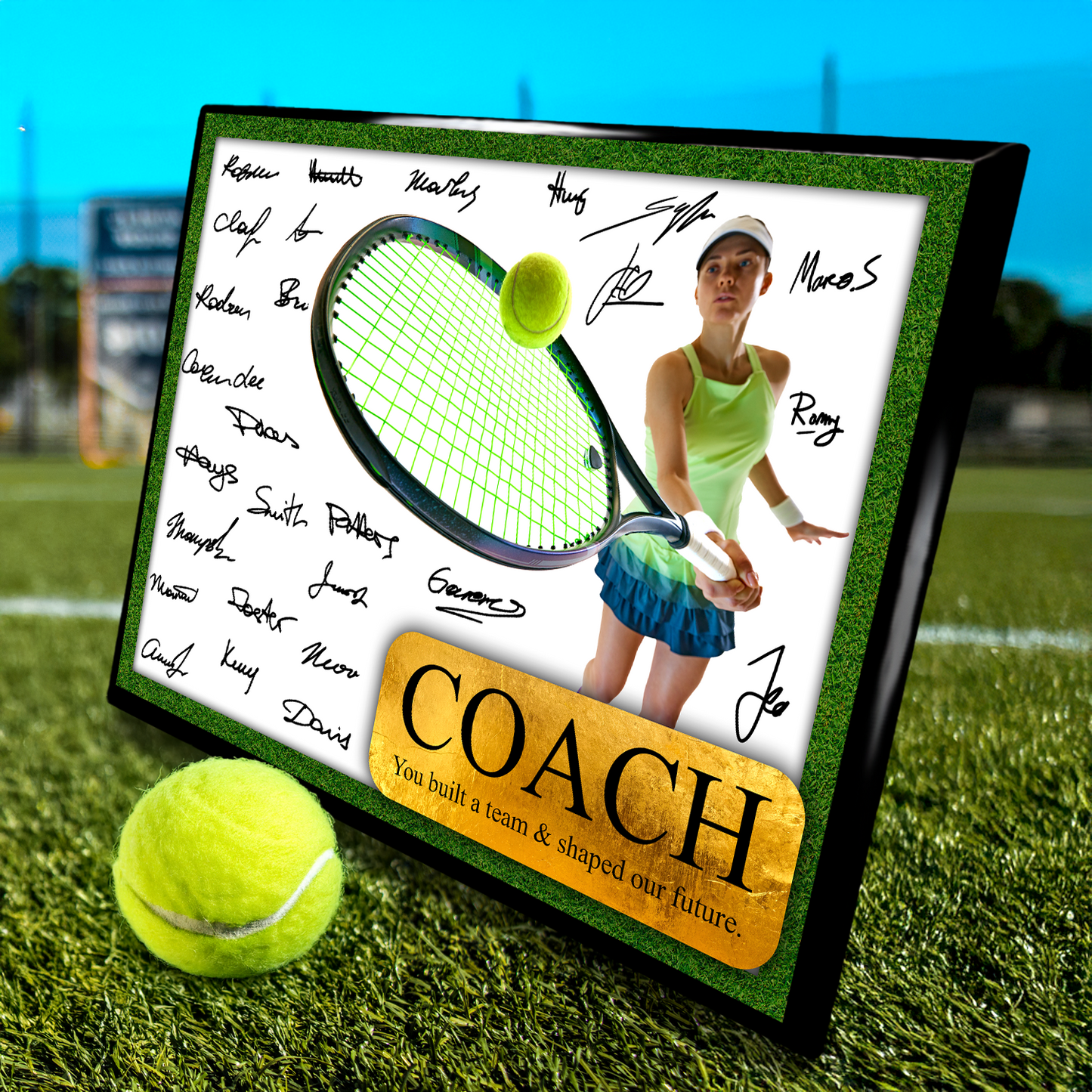 Tennis Coach Signature Plaque  – Team Autograph Gift