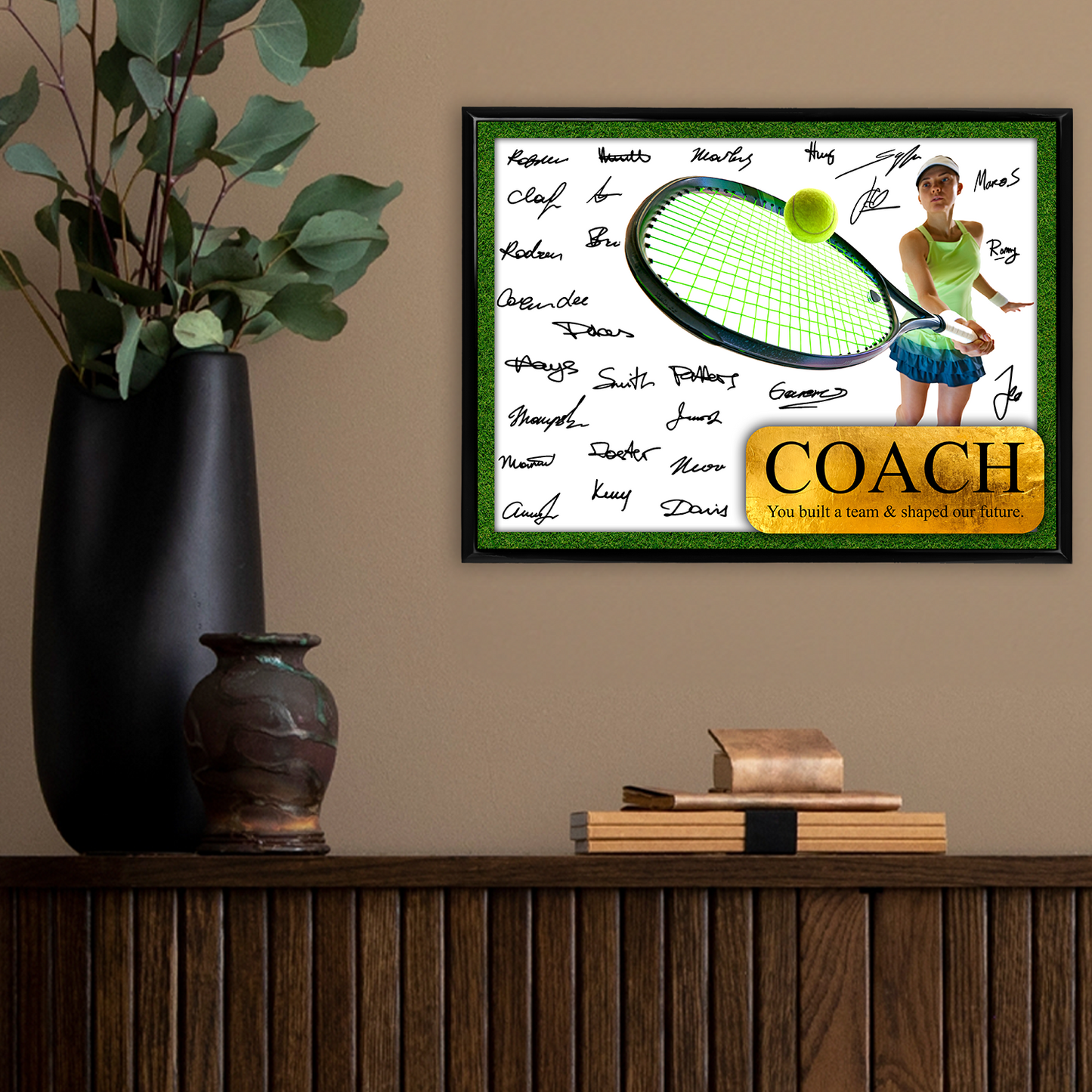 Tennis Coach Signature Plaque  – Team Autograph Gift