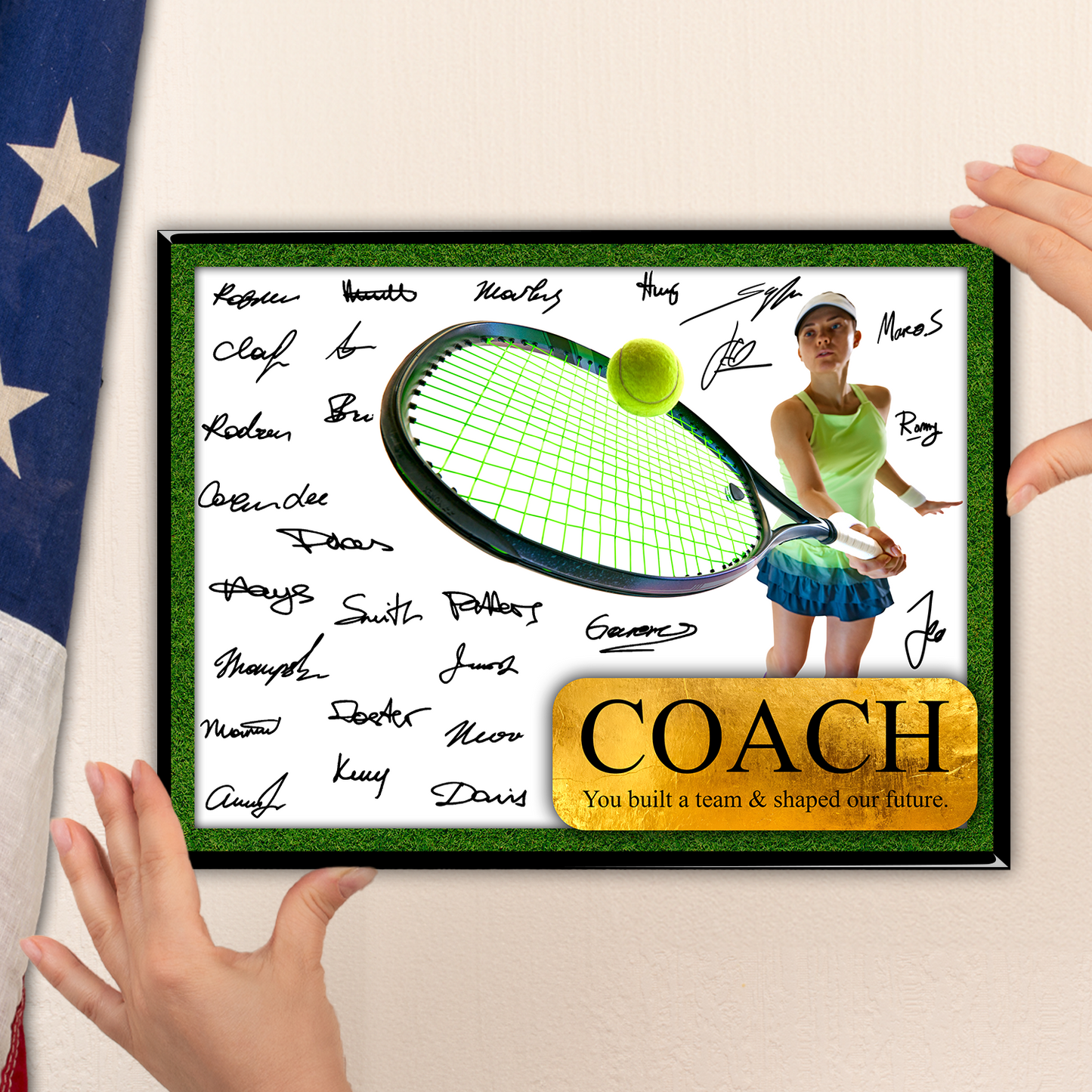 Tennis Coach Signature Plaque  – Team Autograph Gift