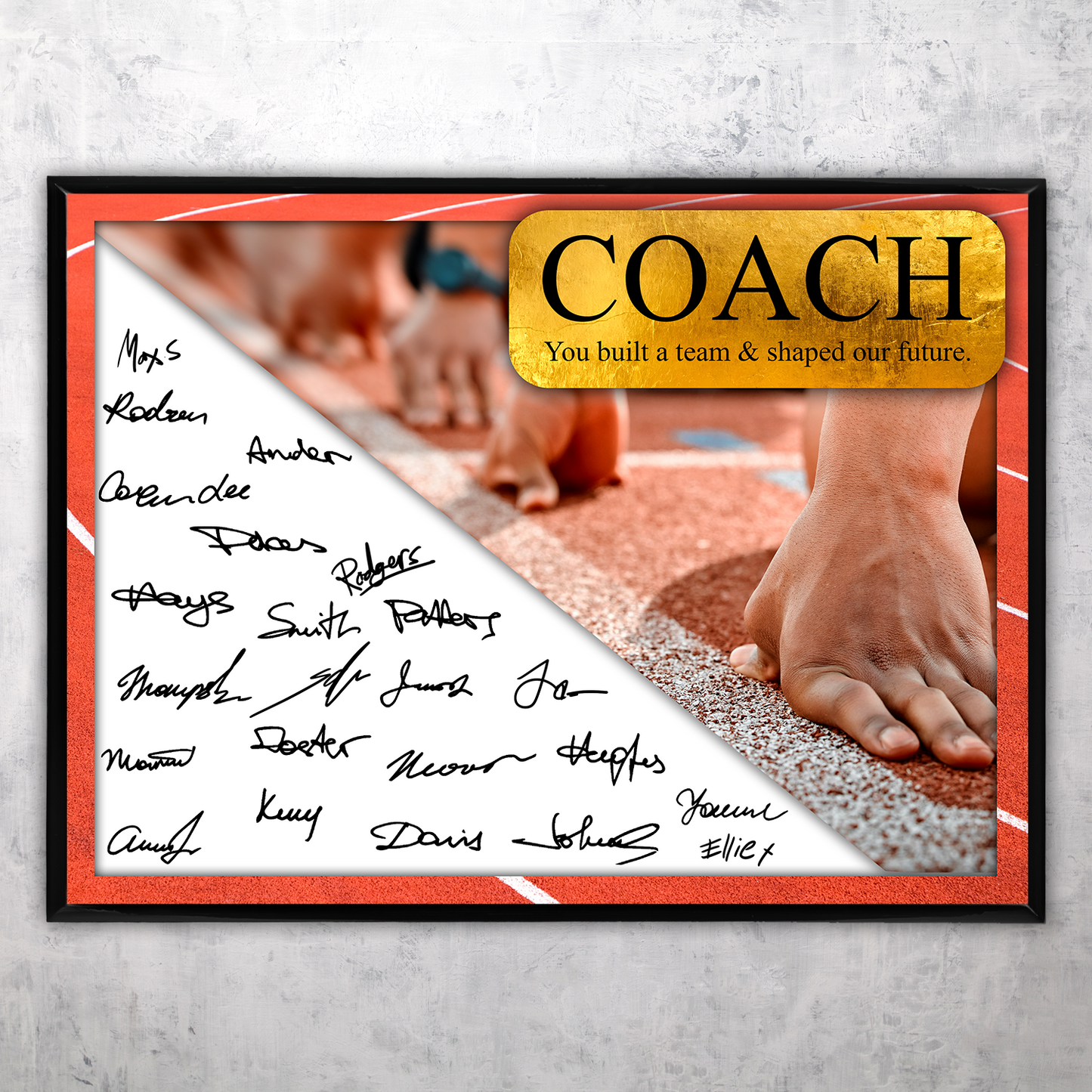 Track & Field Coach Signature Plaque  – Team Autograph Gift