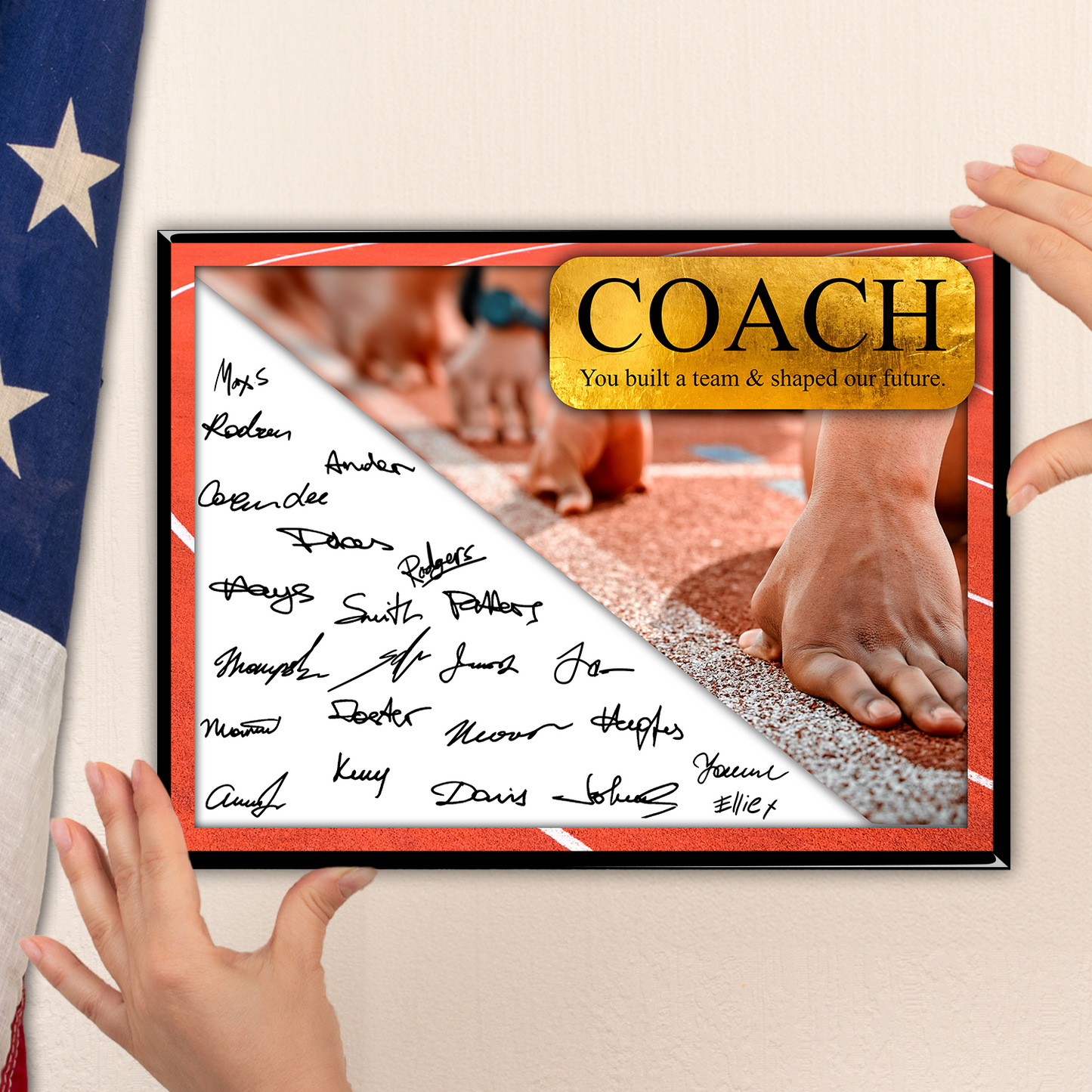 Track & Field Coach Signature Plaque  – Team Autograph Gift