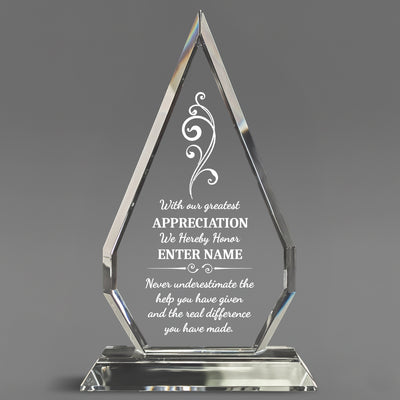 With Our Greatest Appreciation - Optic Crystal Arrowhead Award
