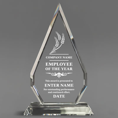 Employee Of The Year - Optic Crystal Arrowhead Award