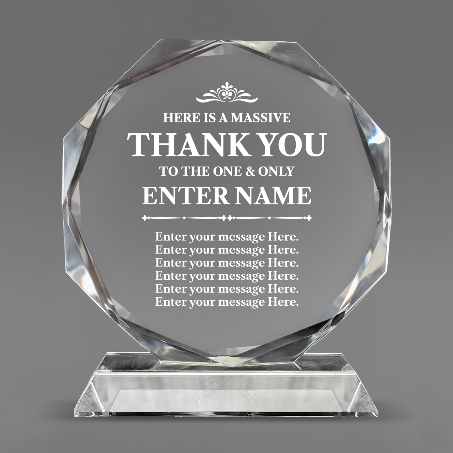 Here Is A Massive Thank You - Optic Crystal Octagon Award
