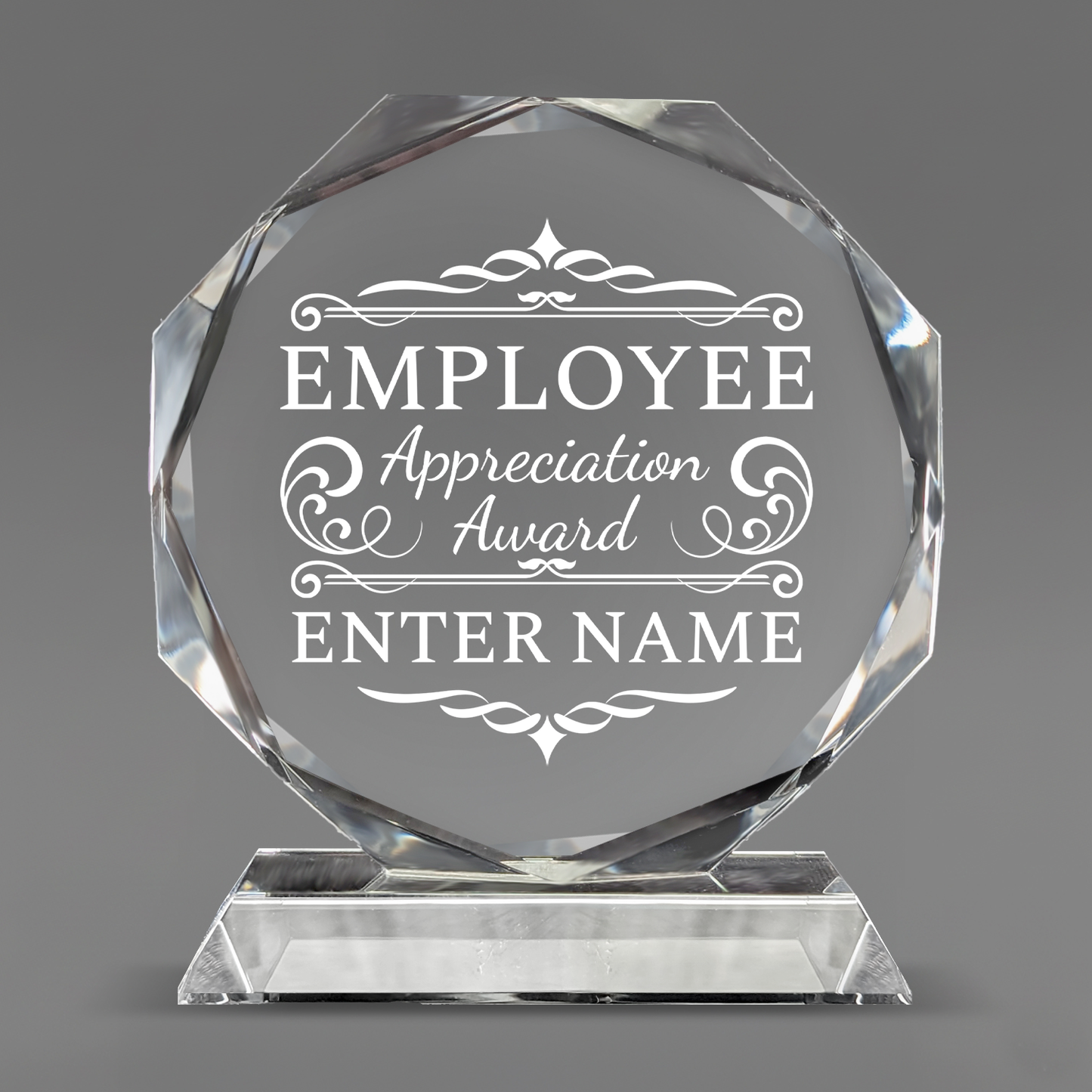 Employee Appreciation Award - Optic Crystal Octagon Award