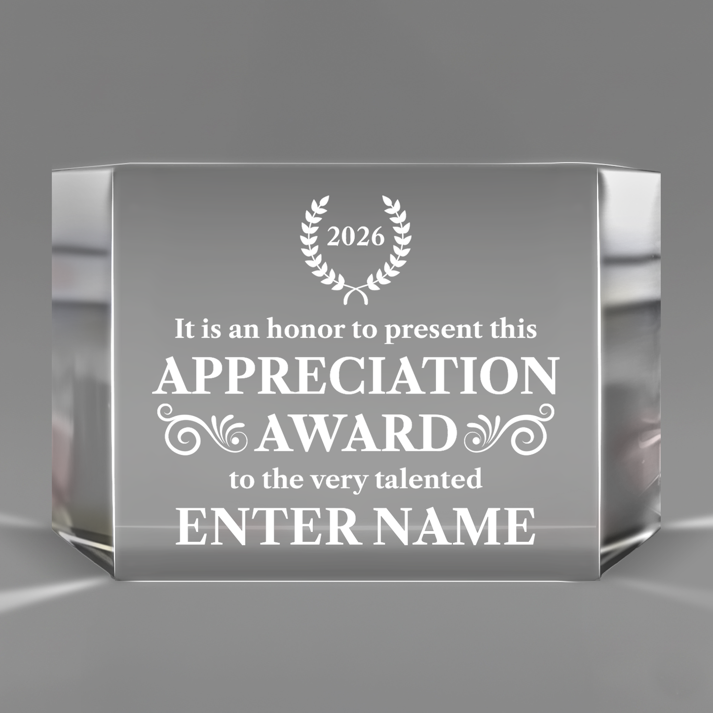 Appreciation Award - Clear Crystal Glass Facet Rectangular Award