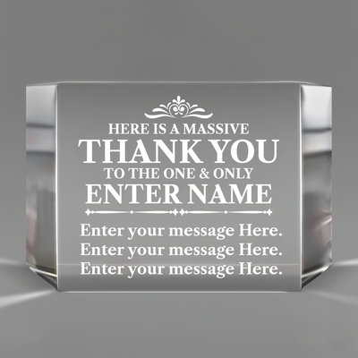 Here is a massive Thank you - Clear Crystal Glass Facet Rectangular Award