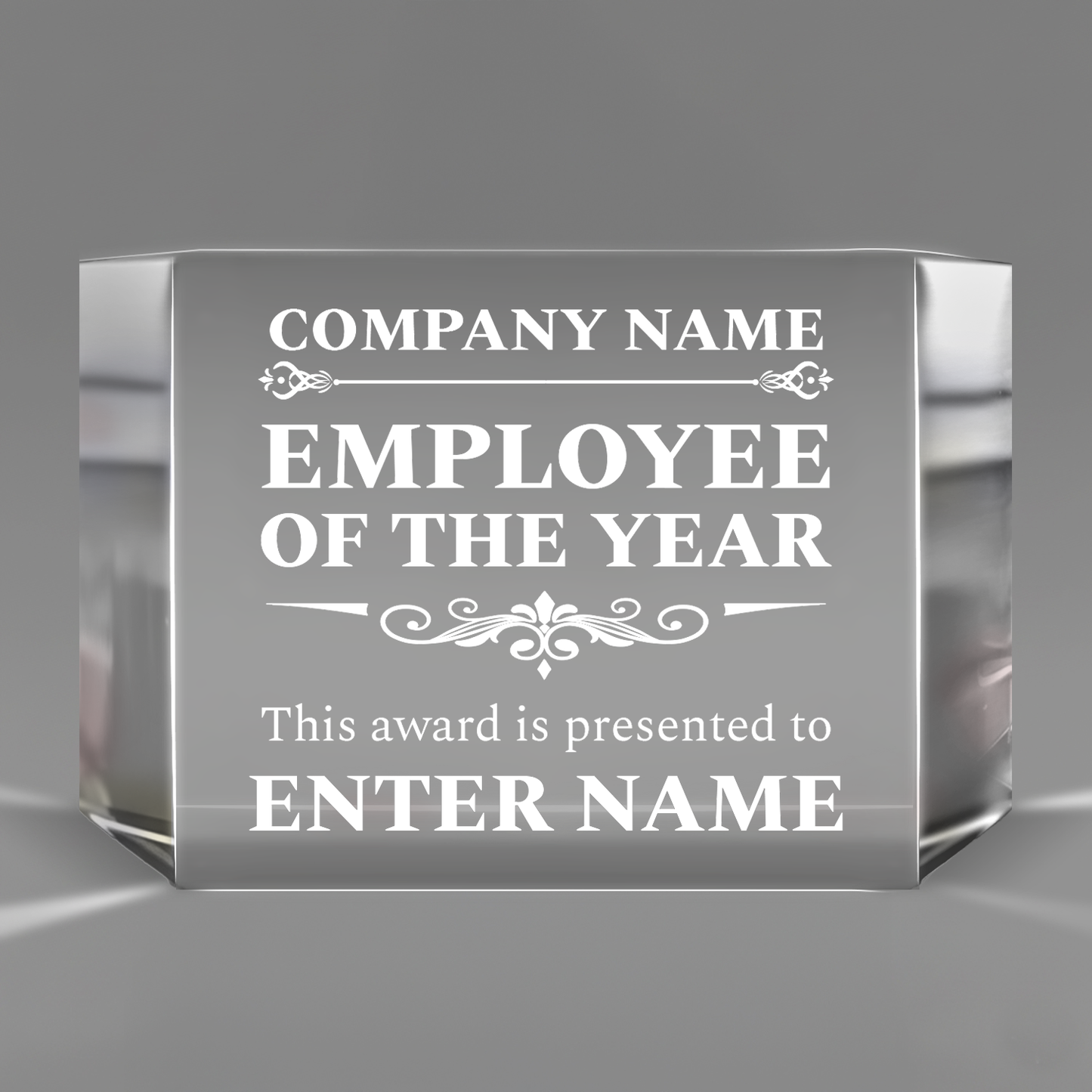 Employee of the Year - Clear Crystal Glass Facet Rectangular Award