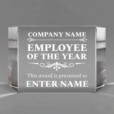 Employee of the Year - Clear Crystal Glass Facet Rectangular Award