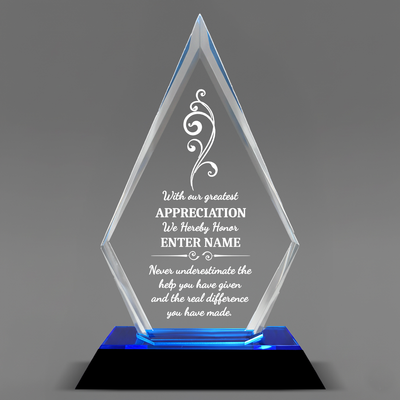 With Our Greatest Appreciation - Blue Arrow Acrylic Award