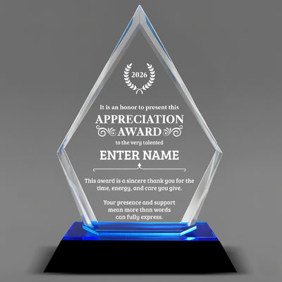 Appreciation Awards - Blue Arrow Acrylic - Personalize Online - Choose From 5 Designs