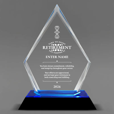 Retirement Awards - Blue Arrow Acrylic Award - Personalize Online - Choose From 5 Designs