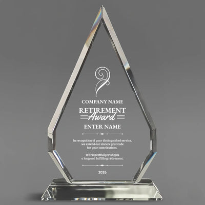 Retirement Awards - Optic Crystal Arrowhead Award - Personalize Online - Choose From 5 Designs