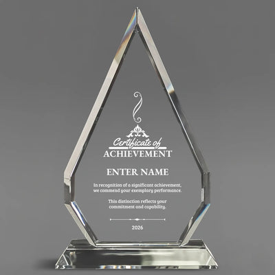 Achievement Awards- Optic Crystal Arrowhead Award - Personalize Online - Choose from 5 Designs