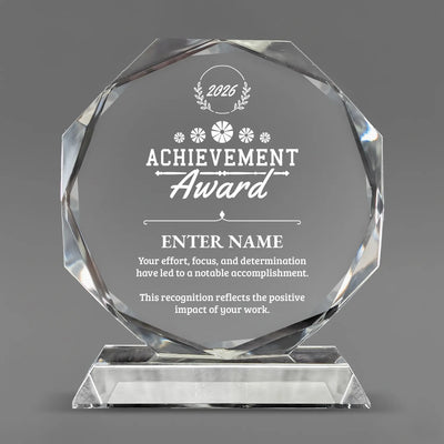 Achievement Awards - Crystal Glass Octagon Award - Personalize Online - Choose From 5 Designs