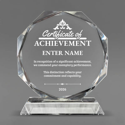 Achievement Awards - Crystal Glass Octagon Award - Personalize Online - Choose From 5 Designs