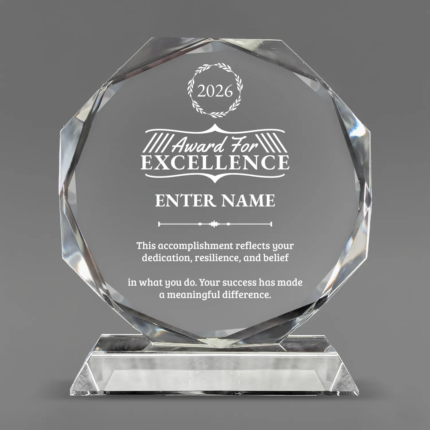 Achievement Awards - Crystal Glass Octagon Award - Personalize Online - Choose From 5 Designs