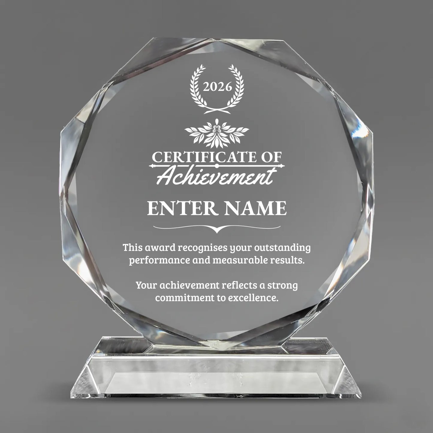 Achievement Awards - Crystal Glass Octagon Award - Personalize Online - Choose From 5 Designs