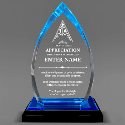 Appreciation Awards -  Acrylic Blue Oval Award - Personalize Online - Choose From 5 Designs