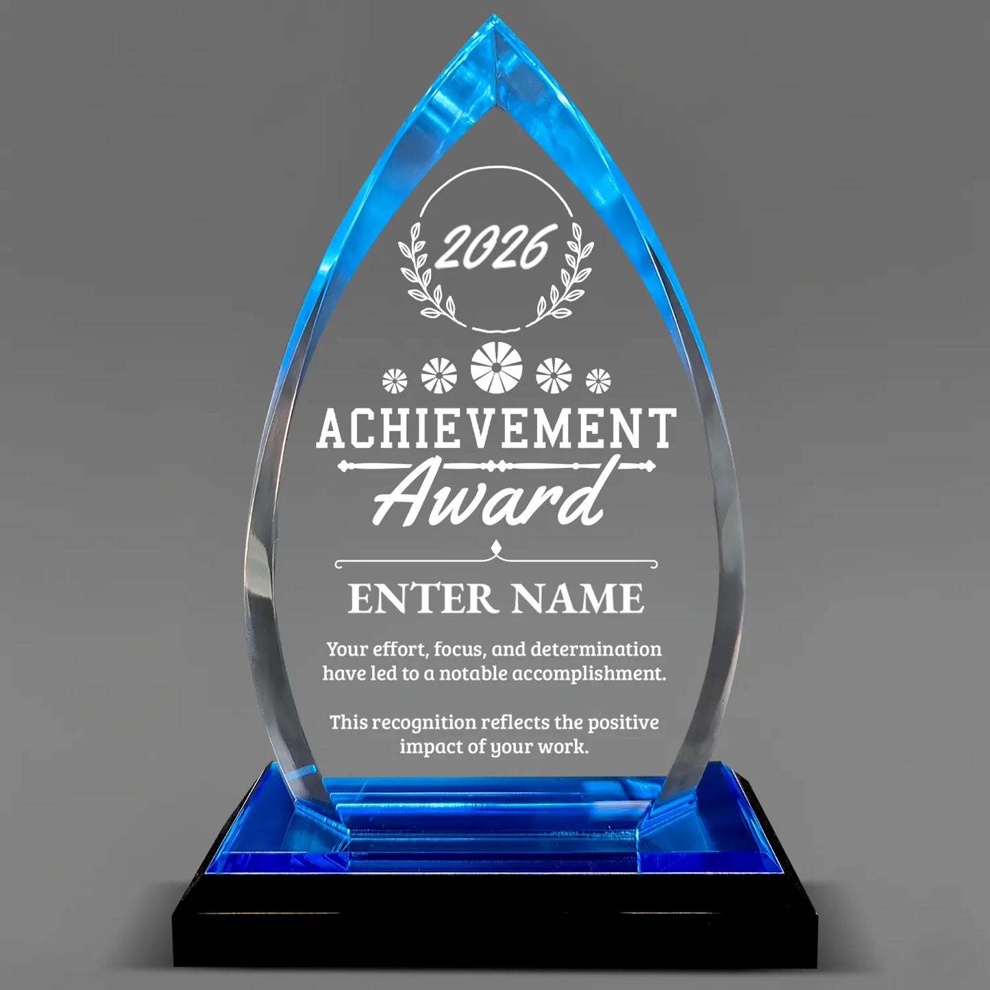 Achievement Awards - Acrylic Blue Oval Award - Personalize Online - Choose From 5 Designs