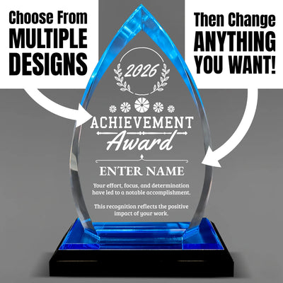 Achievement Awards - Acrylic Blue Oval Award - Personalize Online - Choose From 5 Designs