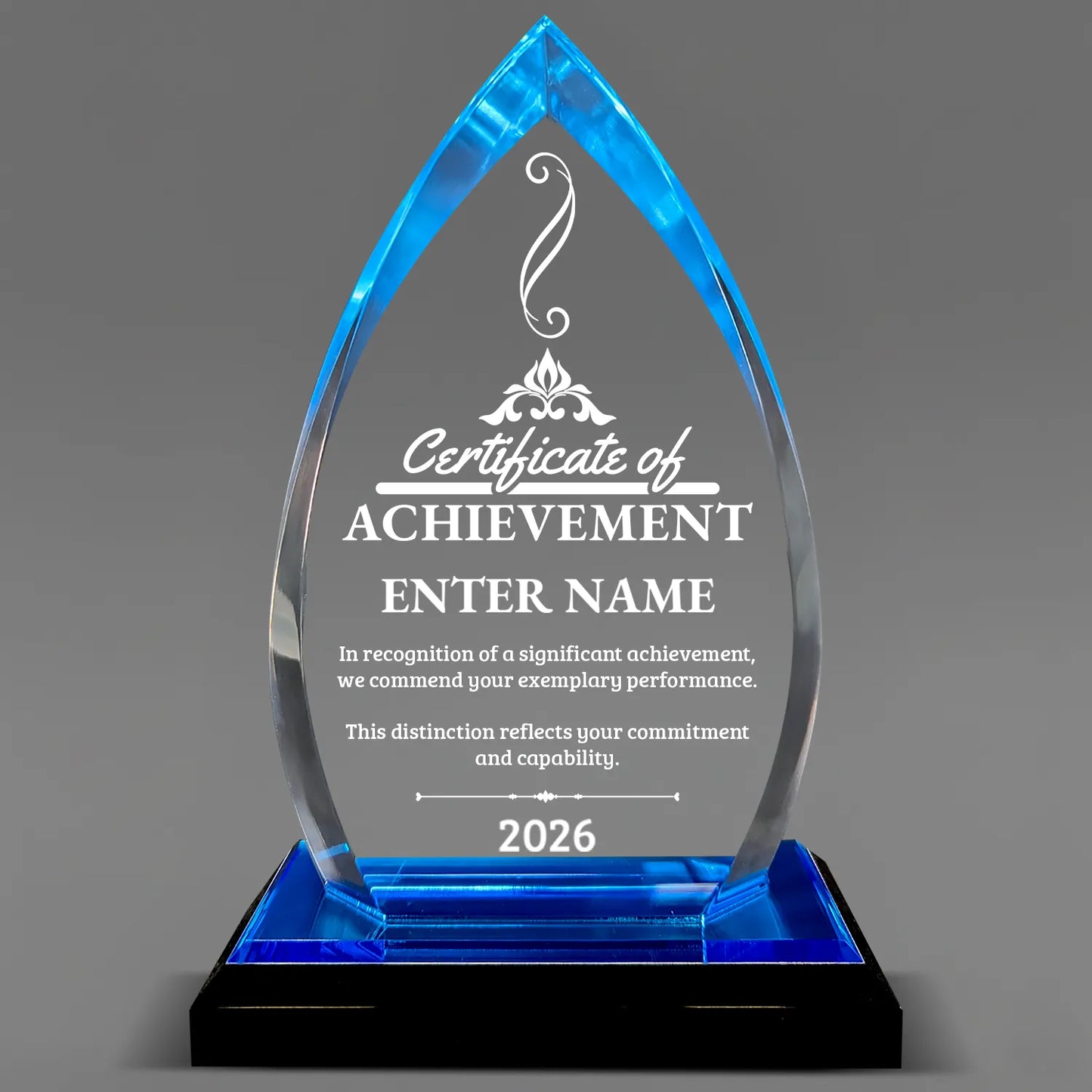 Achievement Awards - Acrylic Blue Oval Award - Personalize Online - Choose From 5 Designs