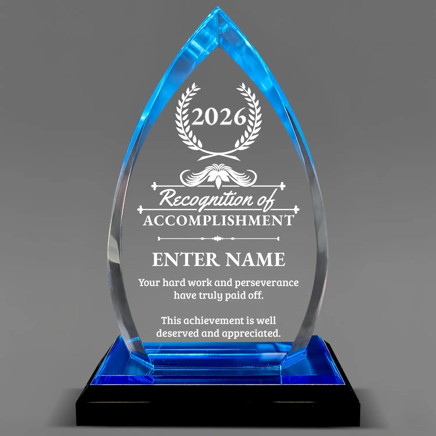 Achievement Awards - Acrylic Blue Oval Award - Personalize Online - Choose From 5 Designs