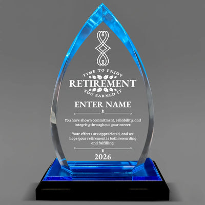 Retirement Awards - Acrylic Blue Oval Award - Personalize Online - Choose From 5 Designs