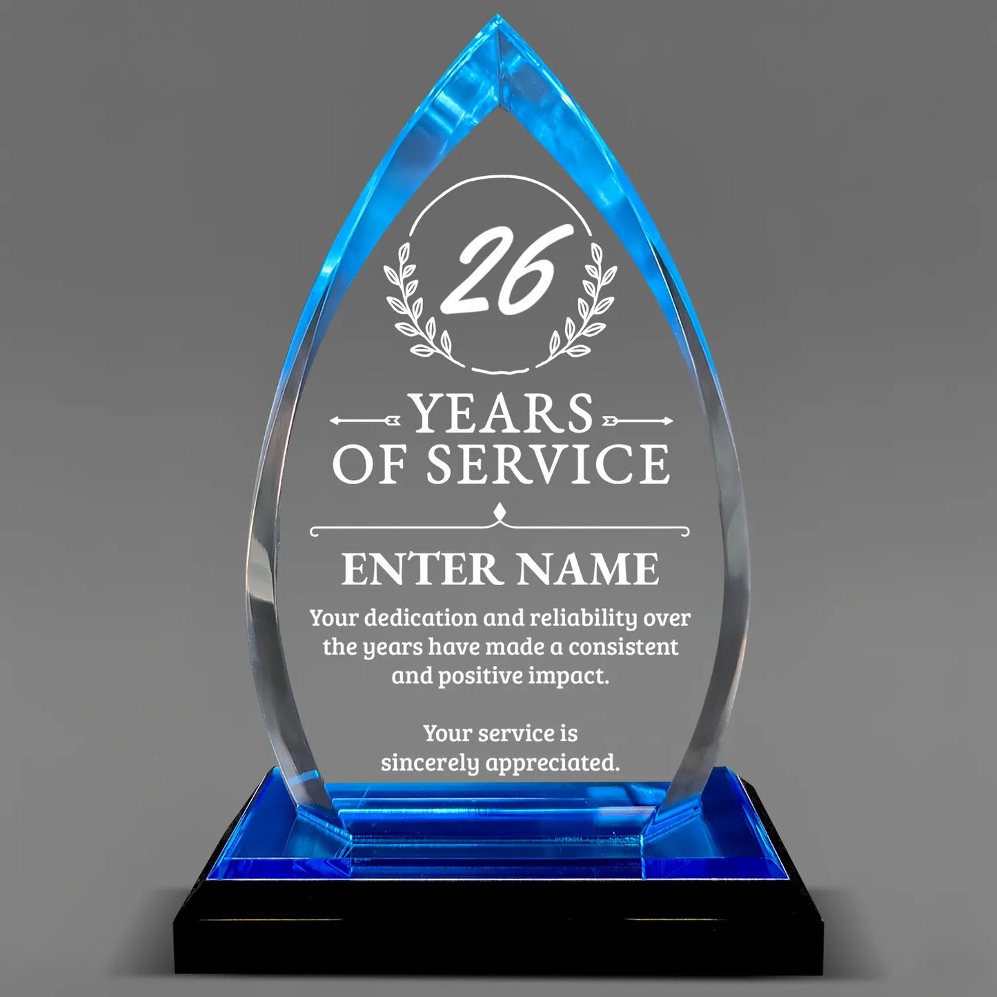 Long Service Awards -  Acrylic Blue Oval Award - Personalize Online - Choose From 5 Designs