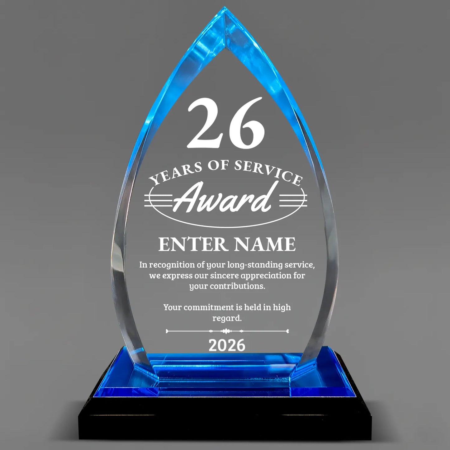 Long Service Awards -  Acrylic Blue Oval Award - Personalize Online - Choose From 5 Designs
