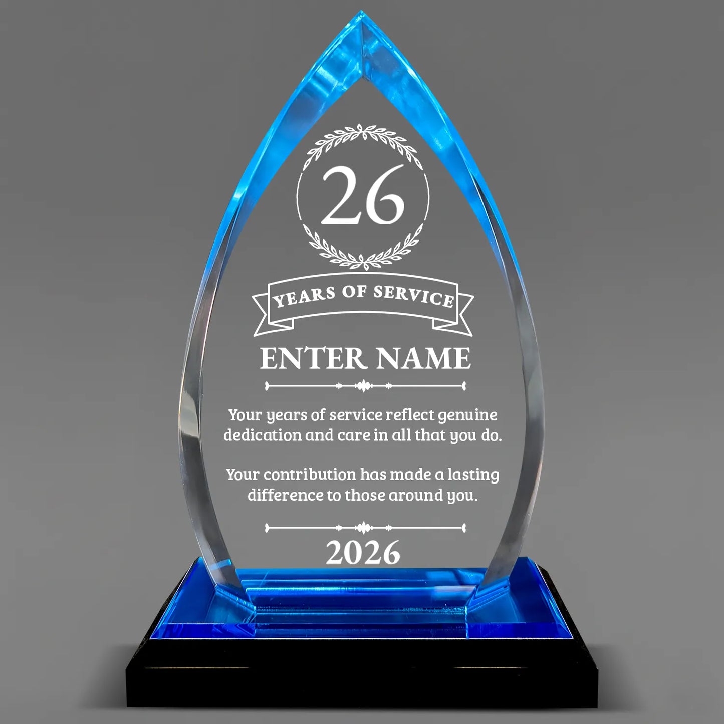 Long Service Awards -  Acrylic Blue Oval Award - Personalize Online - Choose From 5 Designs