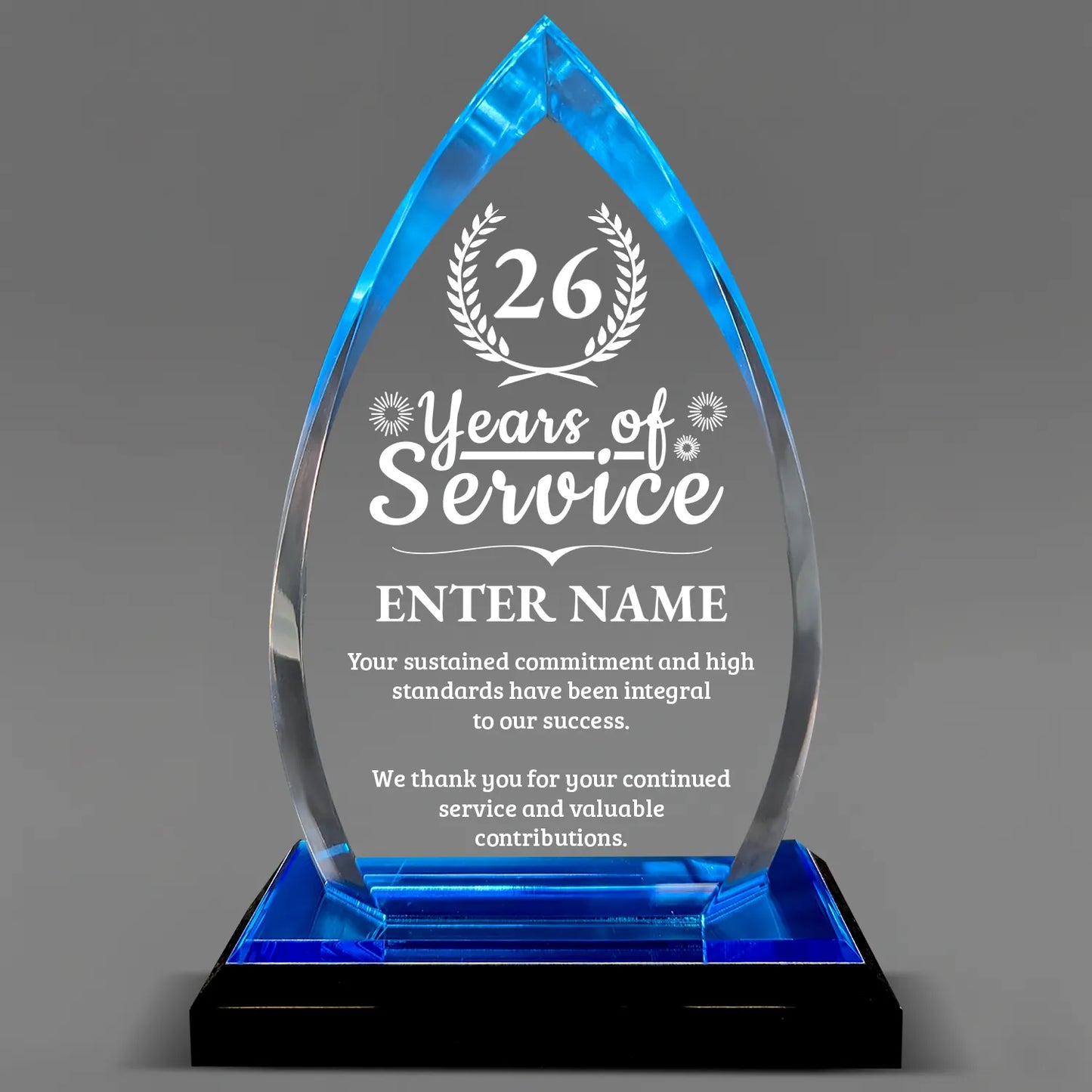 Long Service Awards -  Acrylic Blue Oval Award - Personalize Online - Choose From 5 Designs