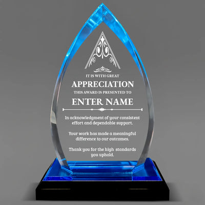 Appreciation Awards -  Acrylic Blue Oval Award - Personalize Online - Choose From 5 Designs