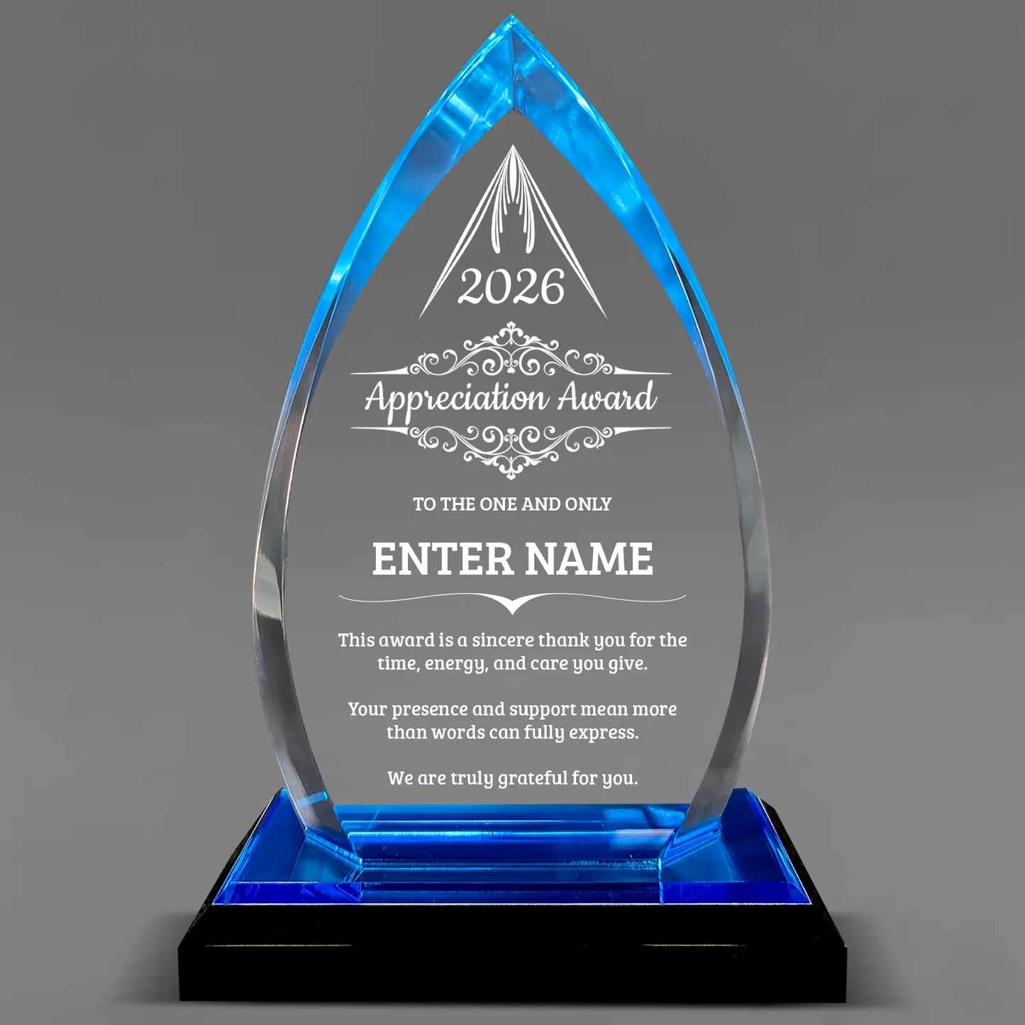 Appreciation Awards -  Acrylic Blue Oval Award - Personalize Online - Choose From 5 Designs