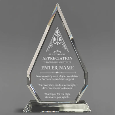 Appreciation Awards - Optic Crystal Arrowhead Award - Personalize Online - Choose From 5 Designs