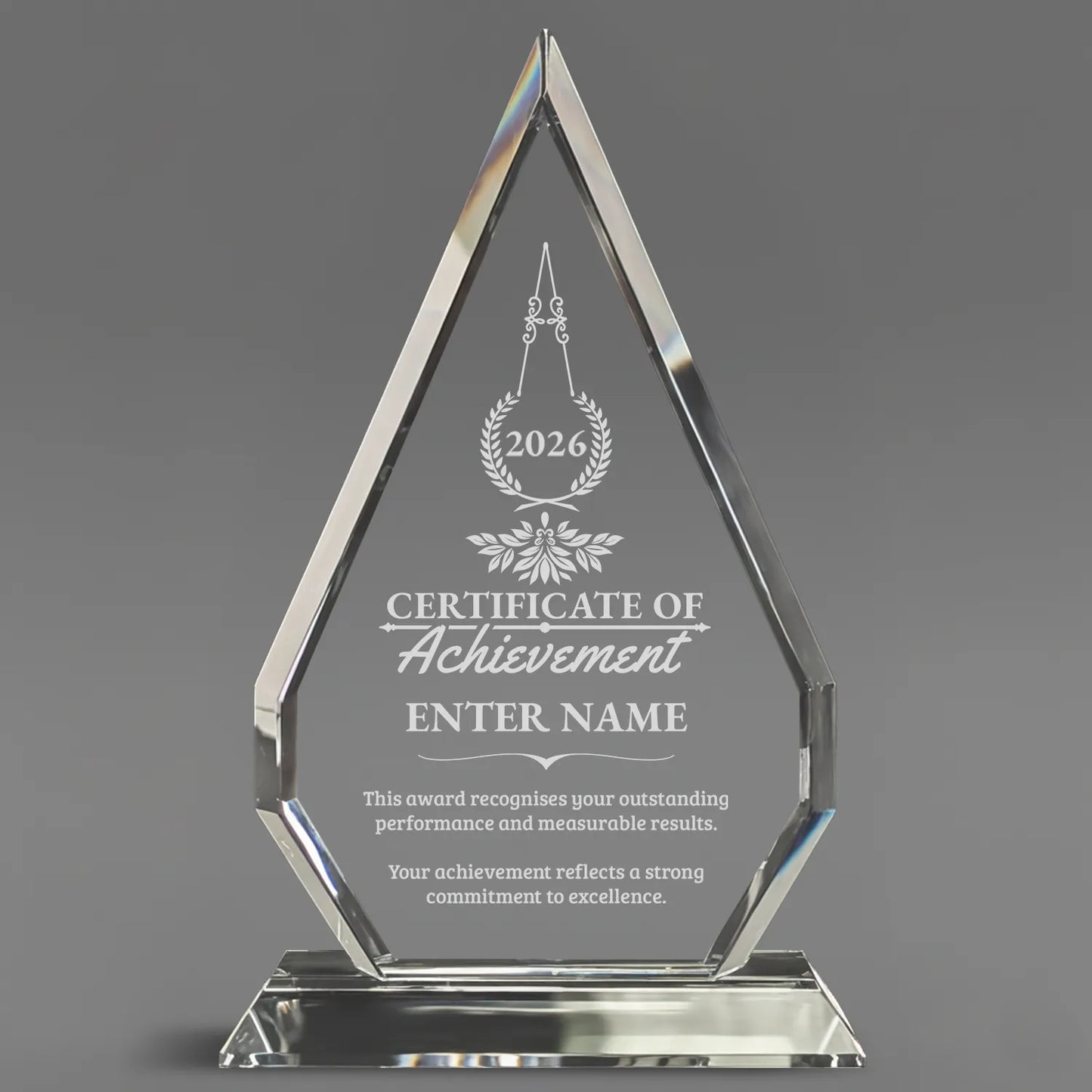 Achievement Awards- Optic Crystal Arrowhead Award - Personalize Online - Choose from 5 Designs