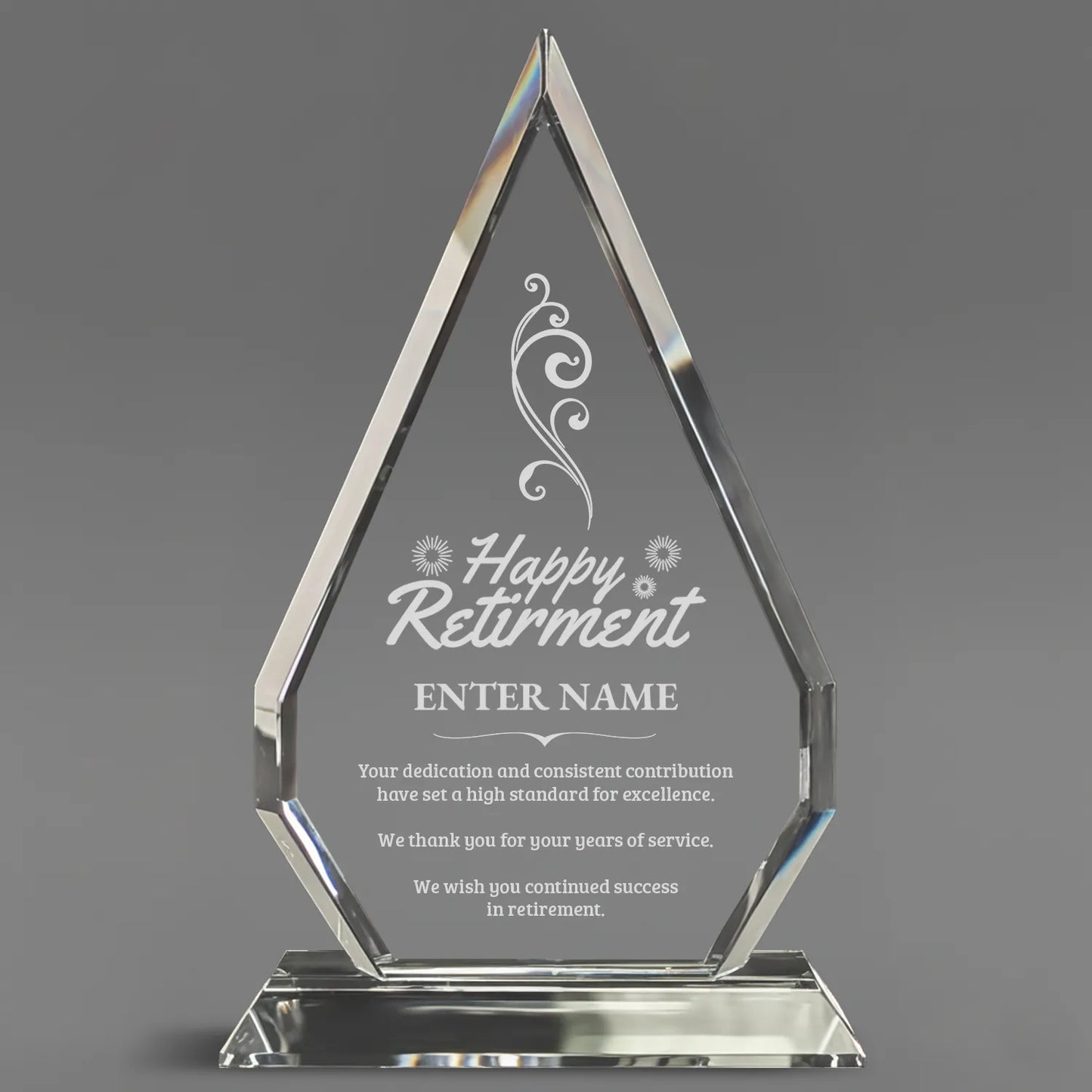 Retirement Awards - Optic Crystal Arrowhead Award - Personalize Online - Choose From 5 Designs