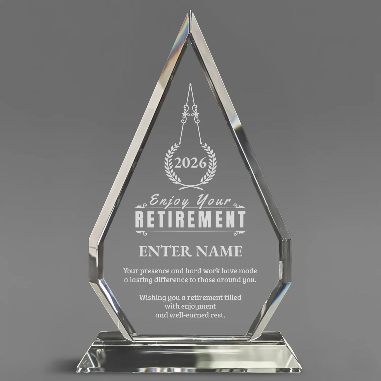 Retirement Awards - Optic Crystal Arrowhead Award - Personalize Online - Choose From 5 Designs