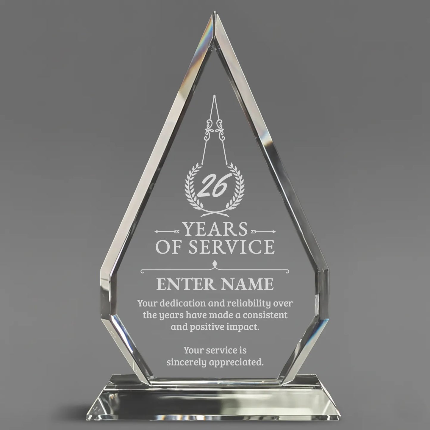 Long Service Awards -  Optic Crystal Arrowhead Award - Personalize Online - Choose From 5 Designs