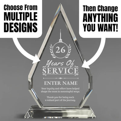 Long Service Awards -  Optic Crystal Arrowhead Award - Personalize Online - Choose From 5 Designs