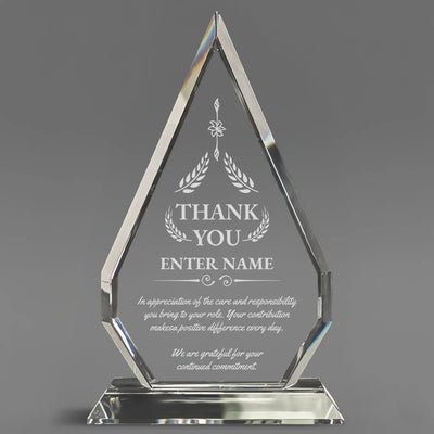 Thank You Awards - Optic Crystal Arrowhead Award - Personalize Online - Choose From 5 Designs